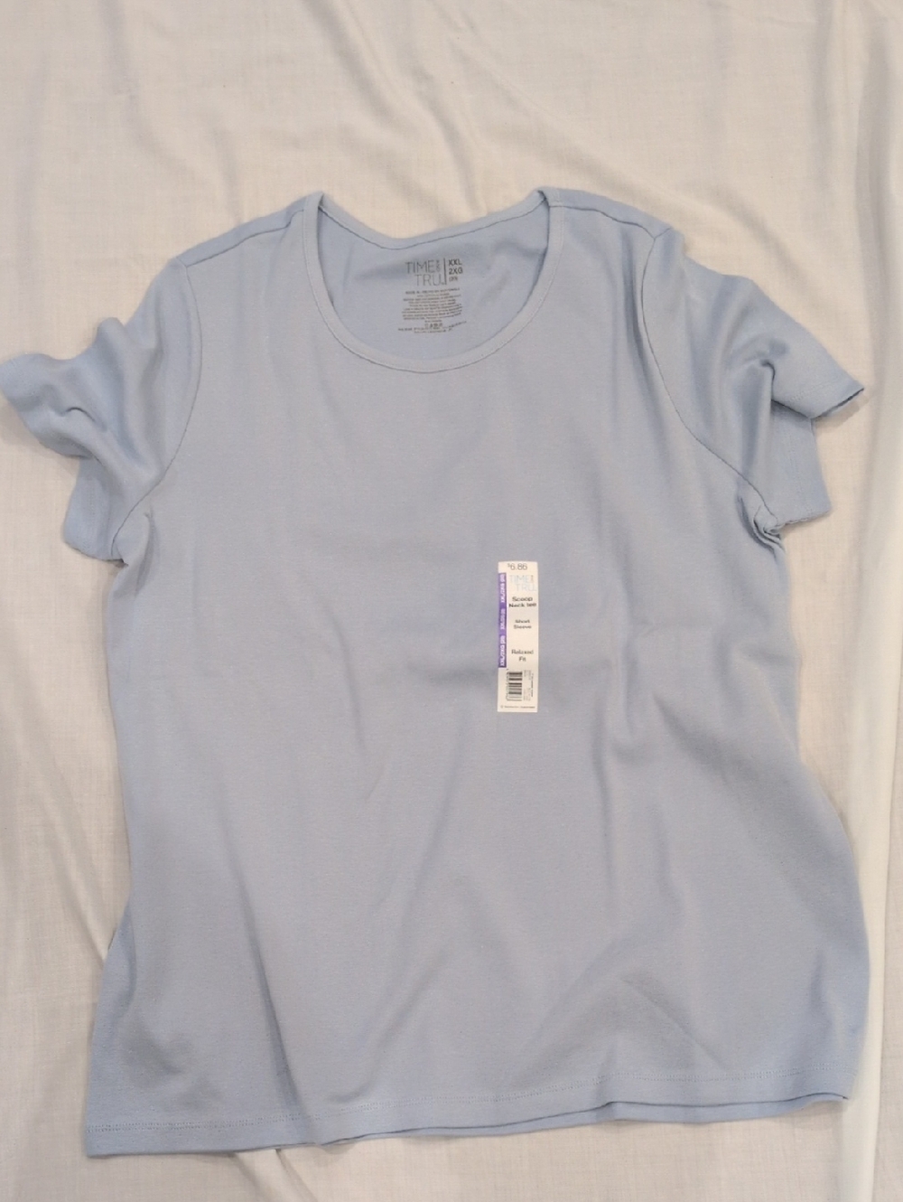 Time and Tru Pale Blue Crew Neck Short Sleeve Tee